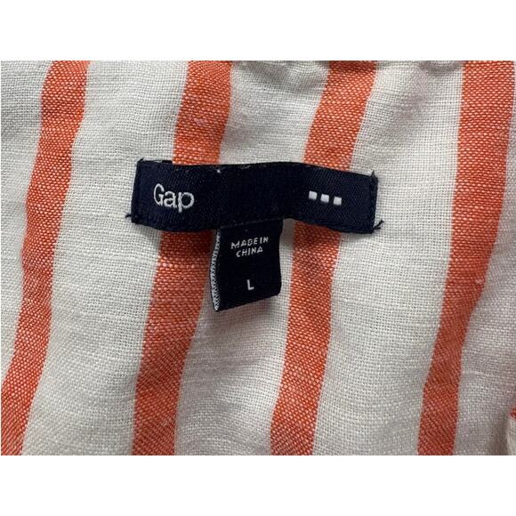 Gap Factory Large Striped 3/4 Sleeve Top Linen Cotton Blend - Picture 4 of 9